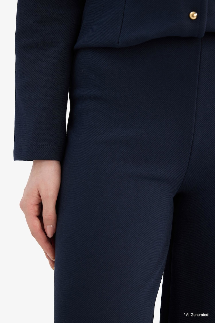 WOMAN NAVY Straight Wide Leg Trousers