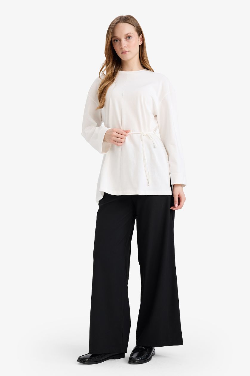 WOMAN Black Straight Wide Leg Trousers