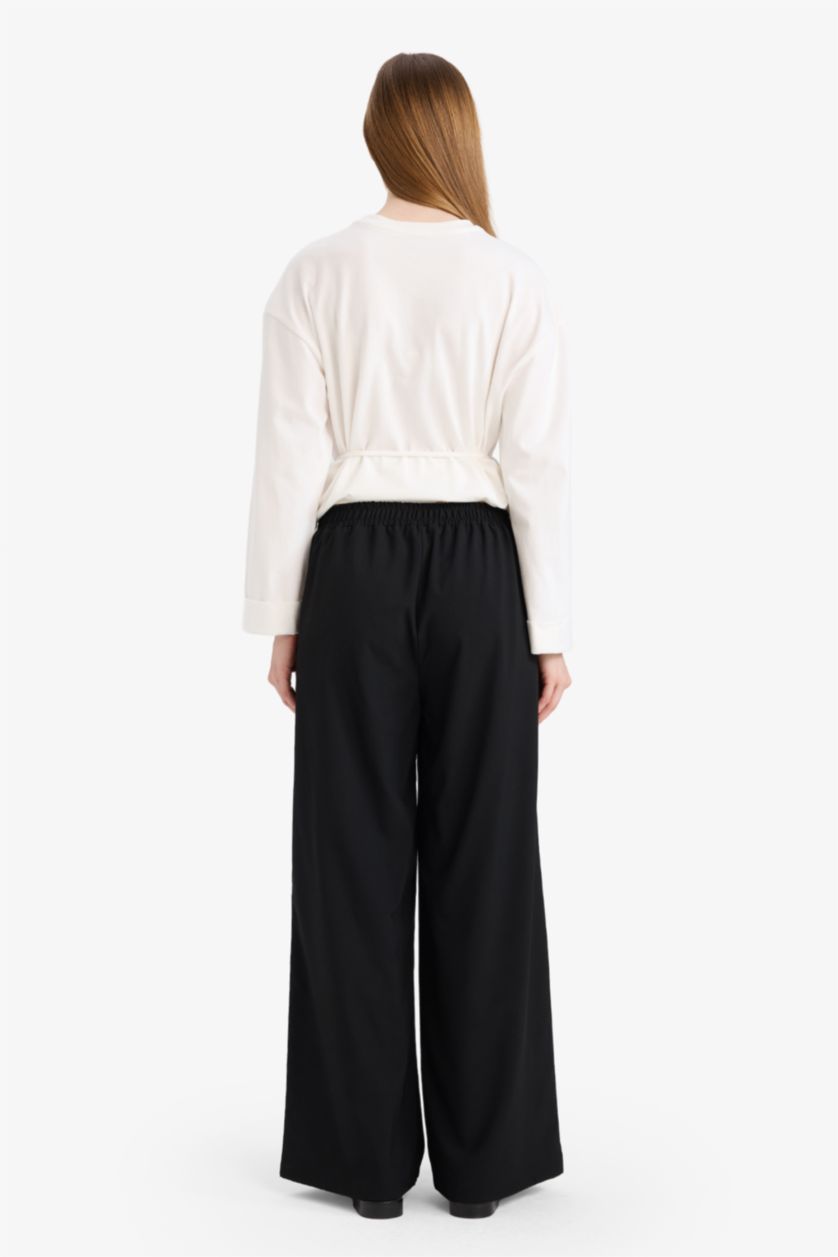 WOMAN Black Straight Wide Leg Trousers