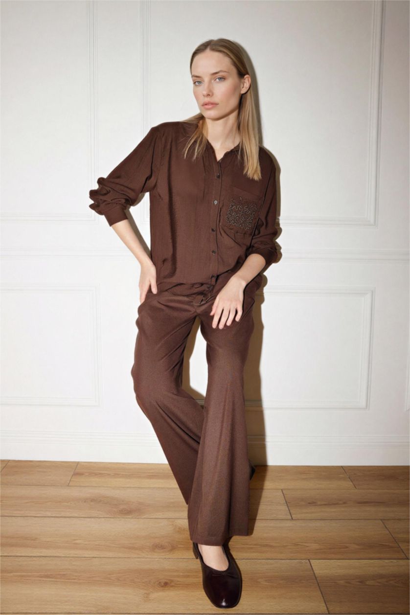 WOMAN Light Brown Wide Leg Trousers