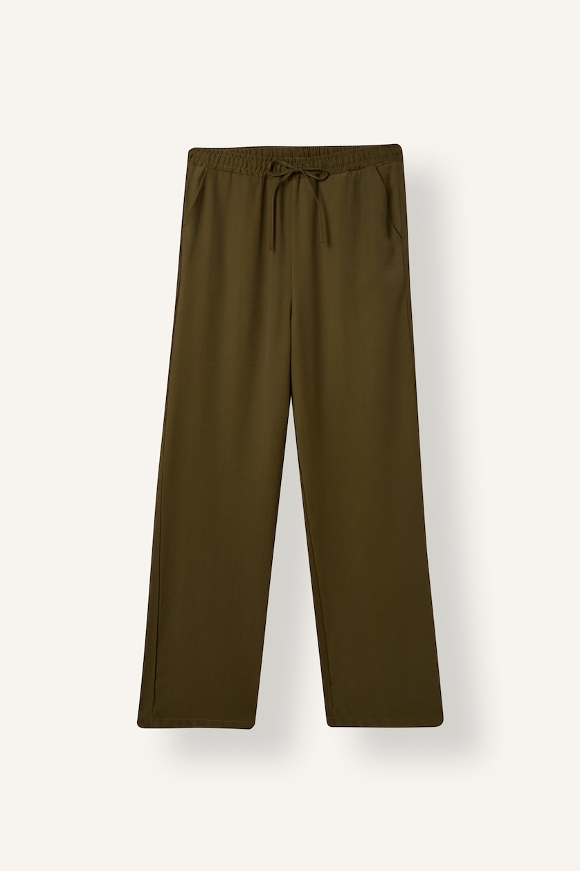 FEMRA Khaki Straight Fit Wide Leg Trousers