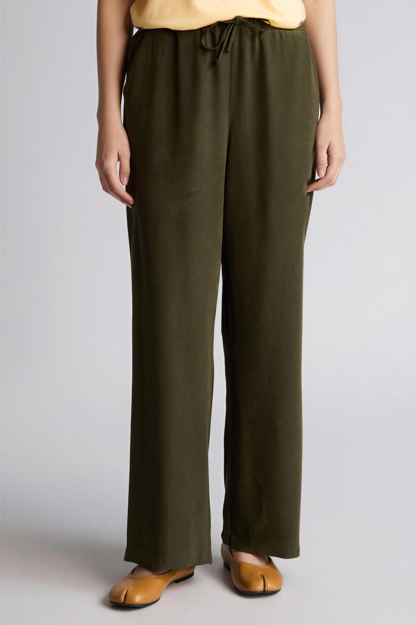 WOMAN Dark Khaki Straight Fit Trousers