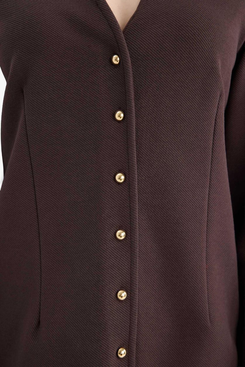 WOMAN Brown Regular Fit V-Neck Cardigan