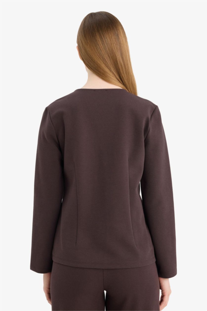 WOMAN Brown Regular Fit V-Neck Cardigan