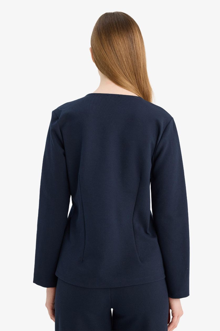 حريمي كحلي كارديجان قصة عادية بياقة V