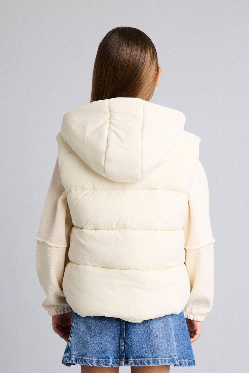GIRLS & TEENS Ecru Girl Waterproof Hooded Zip-Up Vest