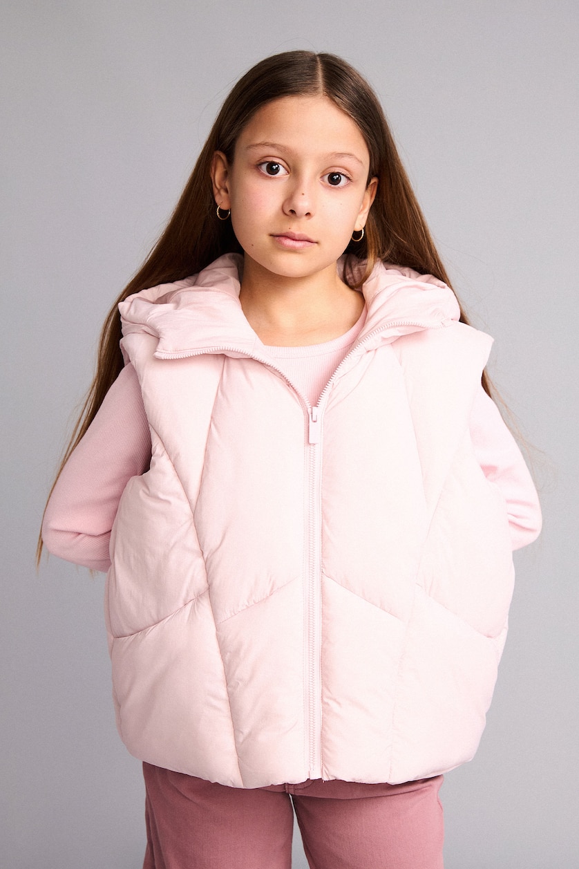 GIRLS & TEENS Light Pink Girl Light Pink Waterproof Hooded Zip-Up Vest