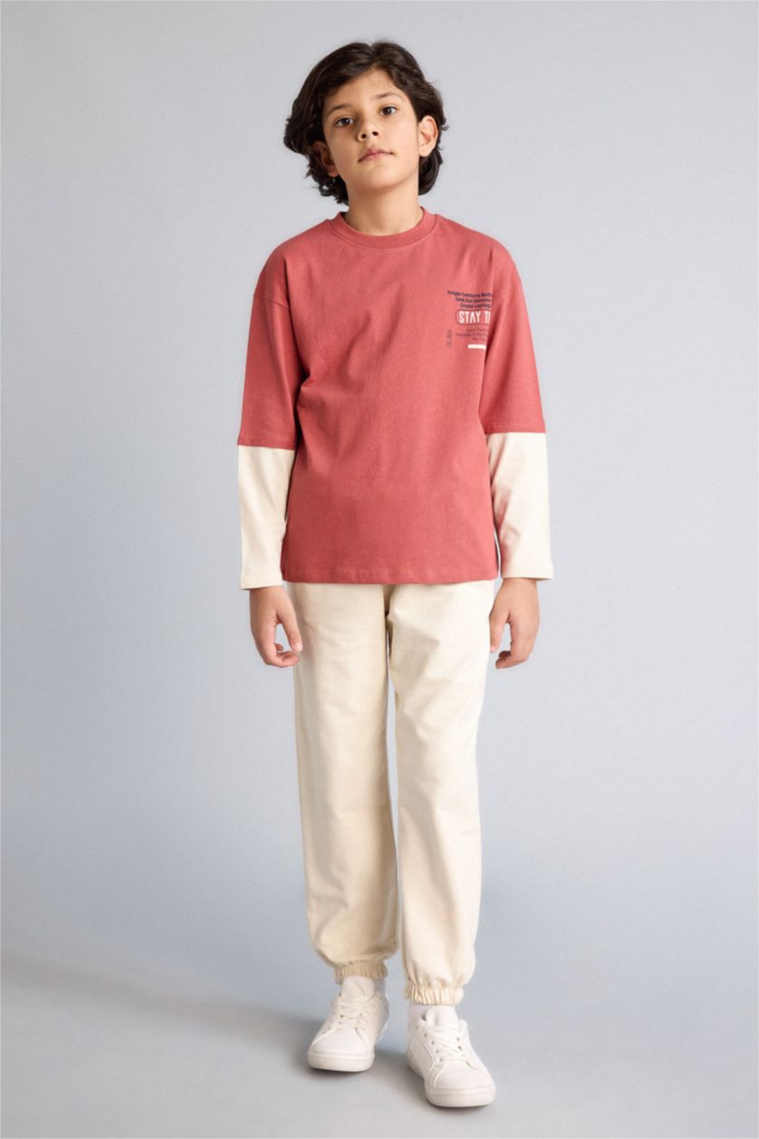 Erkek Çocuk - Genç Erkek Koyu Gülkurusu Tişört Pantolon 2'li Takım Erkek Çocuk