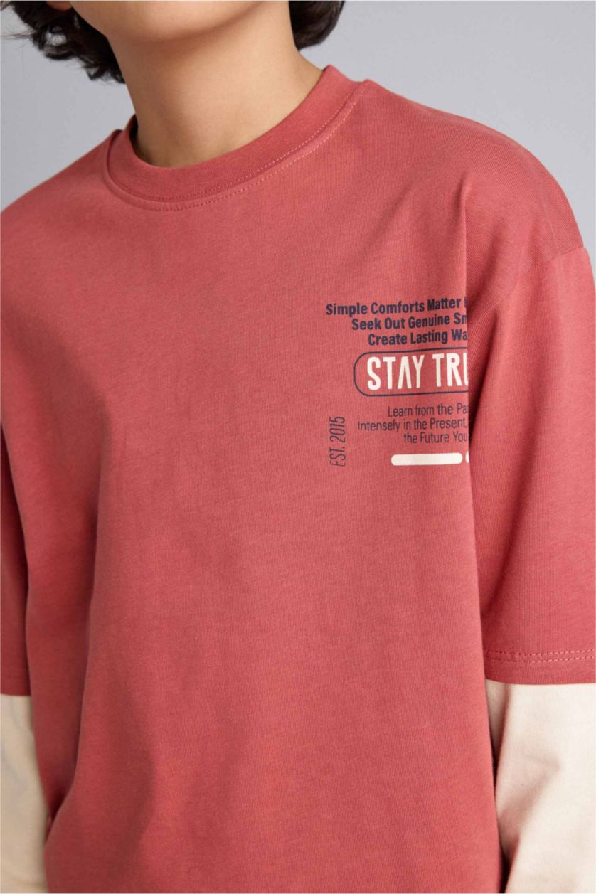 Erkek Çocuk - Genç Erkek Koyu Gülkurusu Tişört Pantolon 2'li Takım Erkek Çocuk