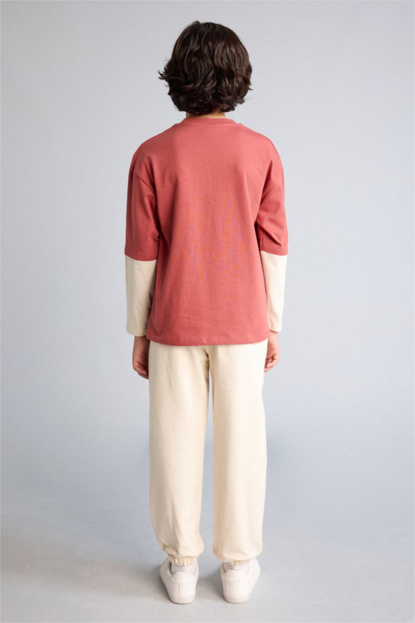 Erkek Çocuk - Genç Erkek Koyu Gülkurusu Tişört Pantolon 2'li Takım Erkek Çocuk