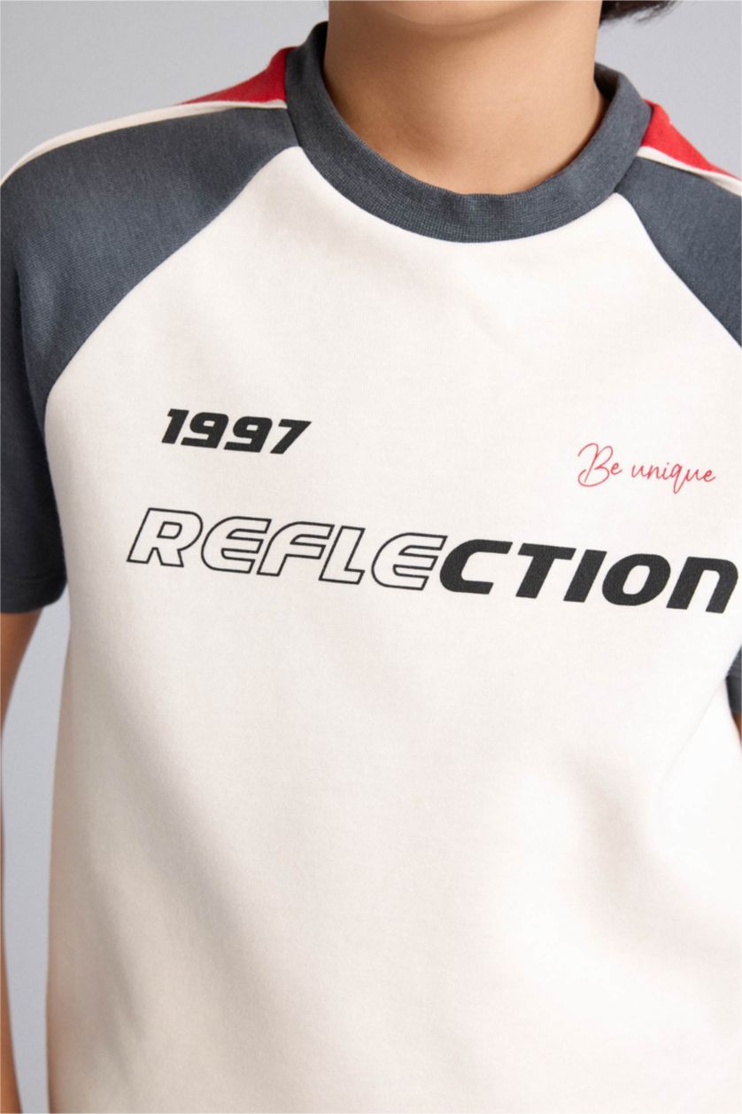 Erkek Çocuk - Genç Erkek Ekru Tişört Eşofman Altı 2'li Takım Erkek Çocuk