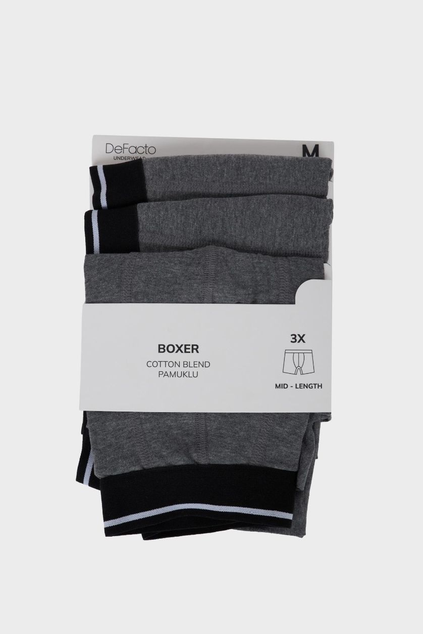 رجال ميلانج رمادي فاتح بوكسر قصة عادية - 3 قطع