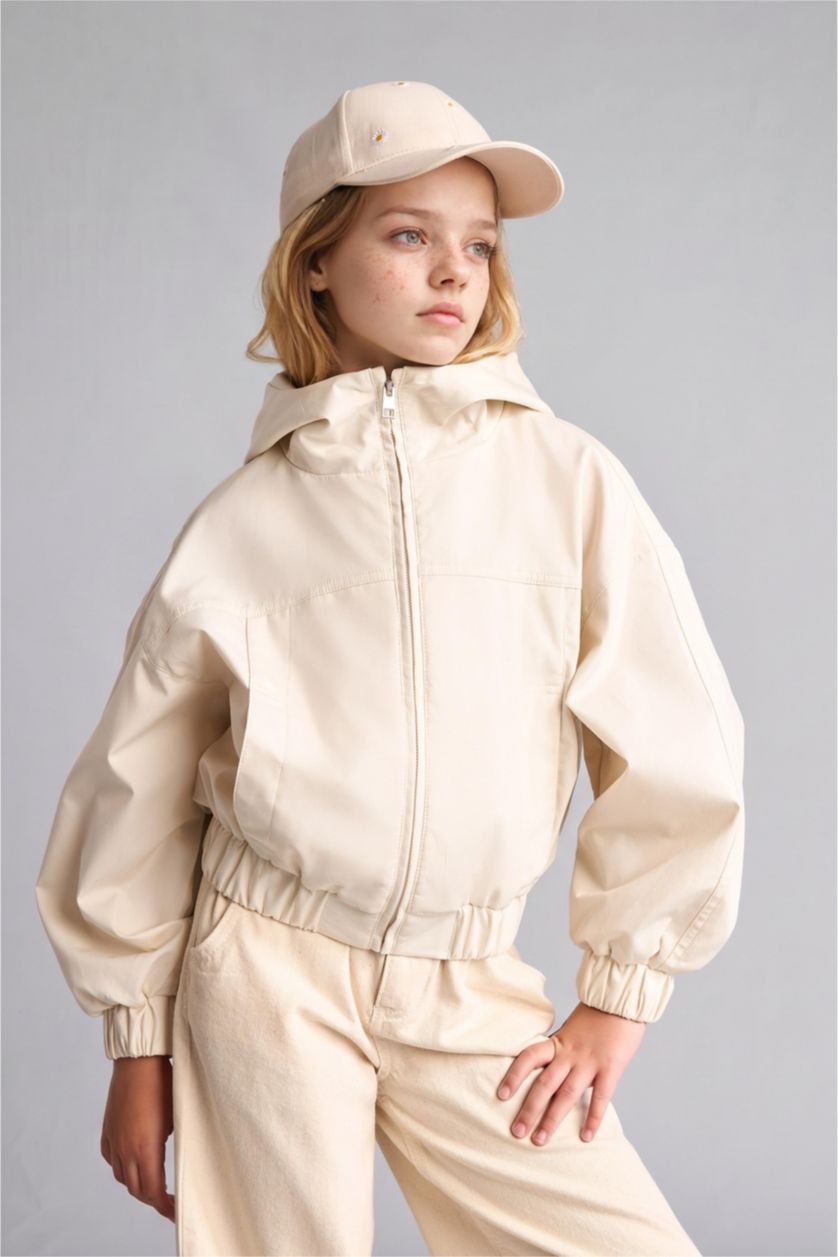 Young Girls - Teen Girls Ecru Girl Hooded Raincoat