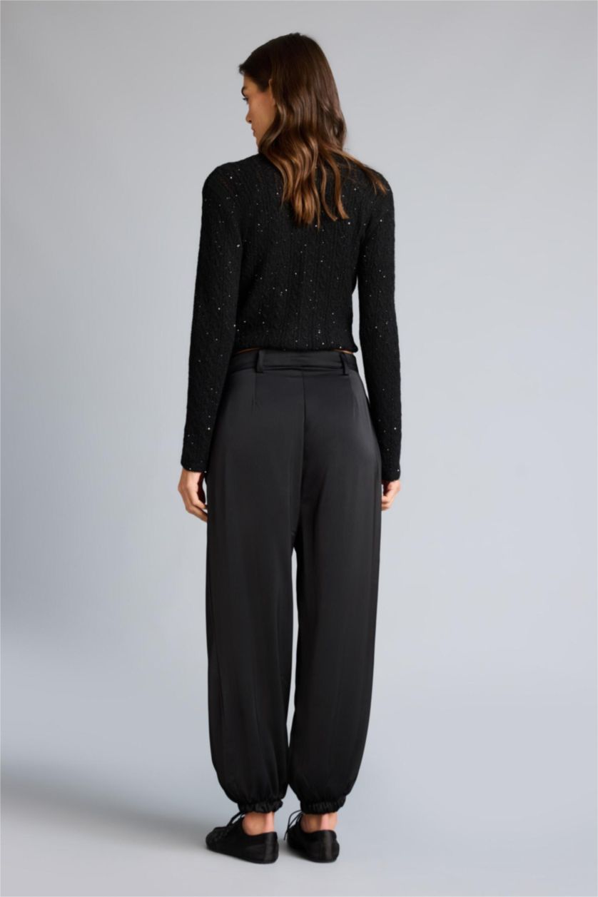 نساء أسود بنطرون قصة واسعة اوفر سايز برجل مطاطي