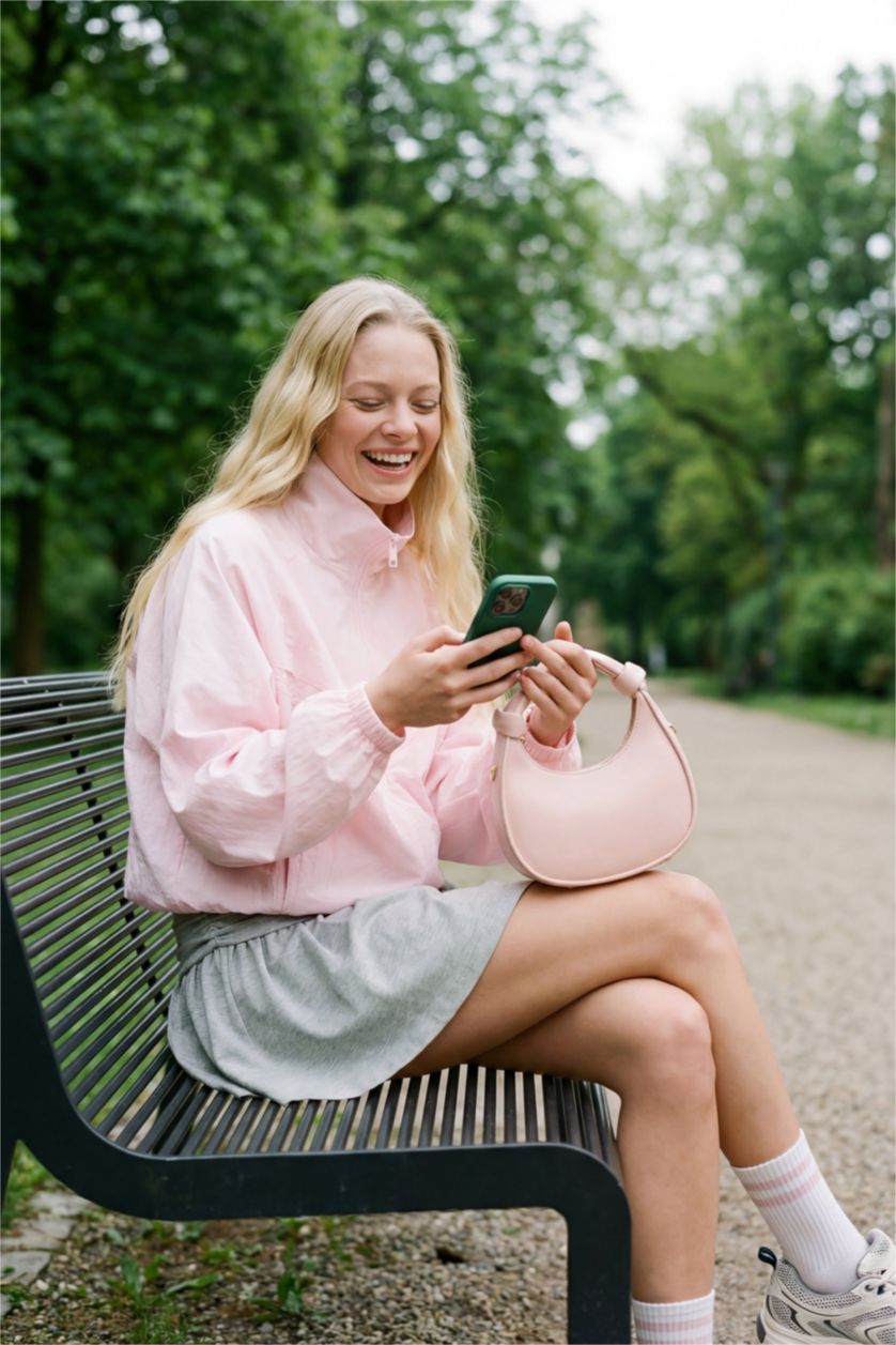 نساء زهري فاتح جاكيت برقبة عالية مبطن