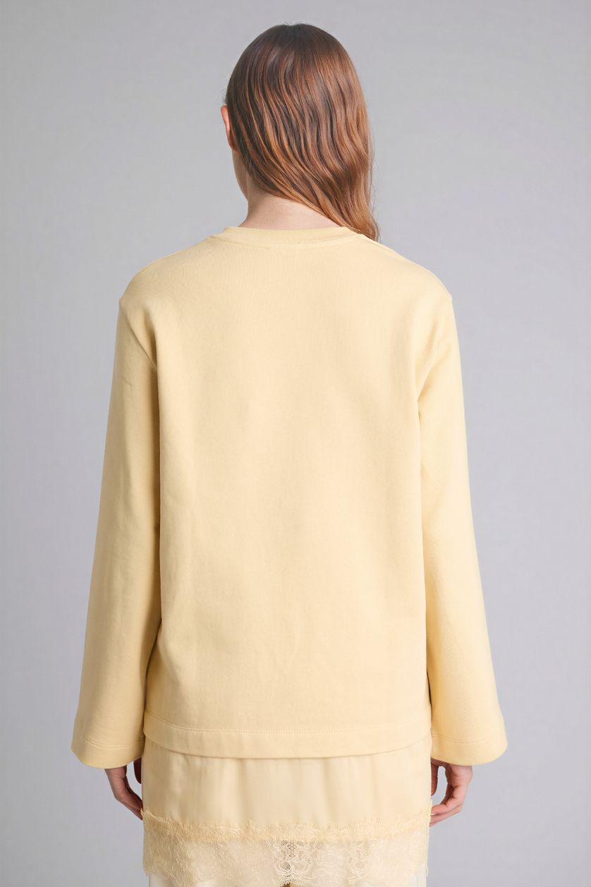 Kadın Sarı Regular Fıt Bisiklet Yaka Sweatshirt Tunik