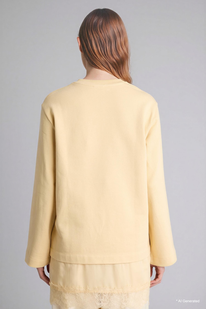 FEMME Jaune Tunique sweatshirt 100% coton à col rond Coupe régulière