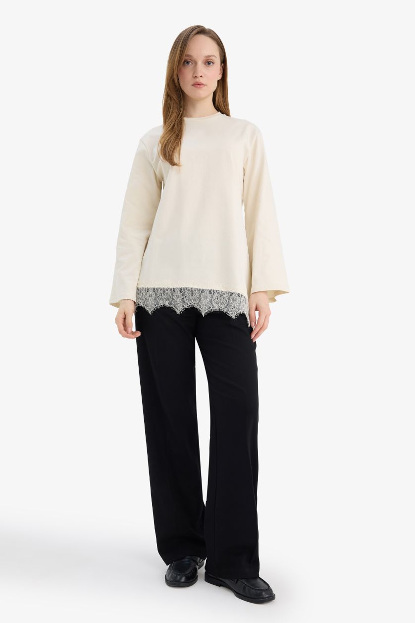 WOMAN Ecru Regular Fit Long Sleeve Tunic