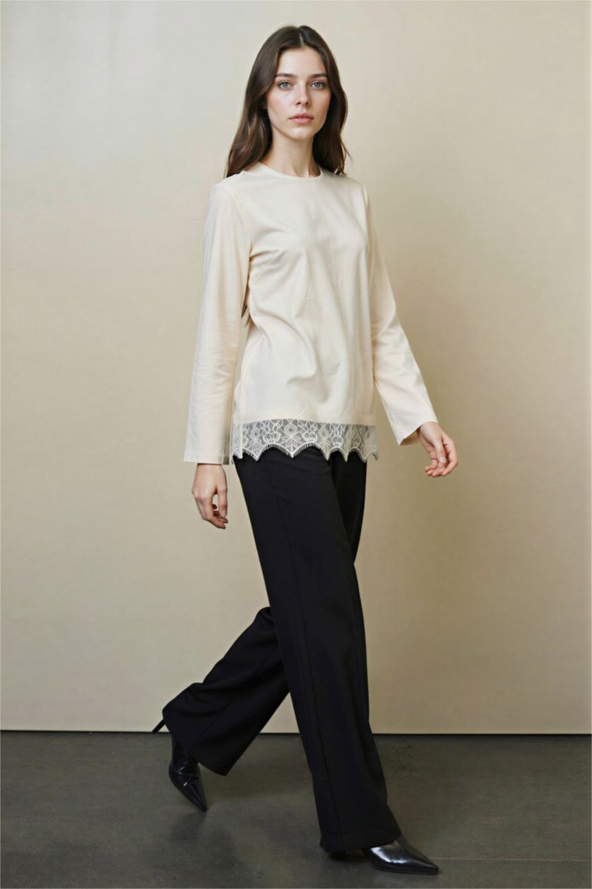 Woman Ecru Regular Fit Long Sleeve Tunic