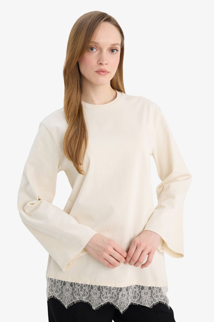 WOMAN Ecru Regular Fit Long Sleeve Tunic