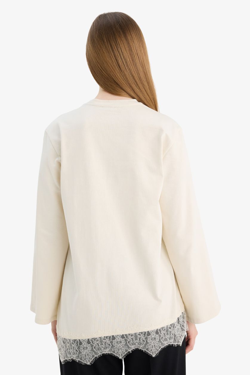 WOMAN Ecru Regular Fit Long Sleeve Tunic