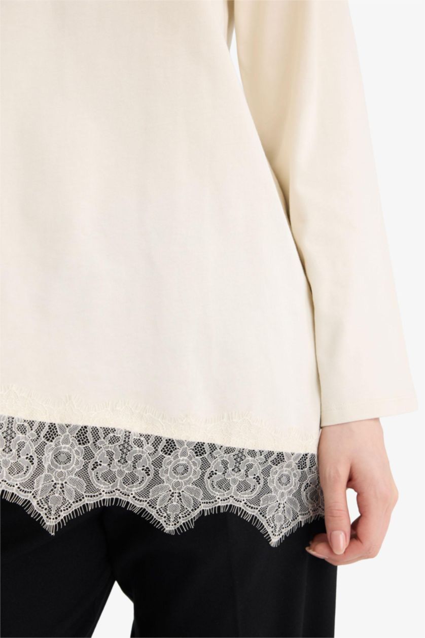 Woman Ecru Regular Fit Long Sleeve Tunic