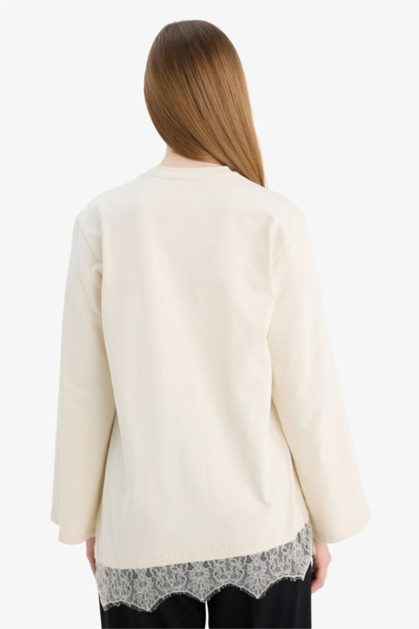 Woman Ecru Regular Fit Long Sleeve Tunic