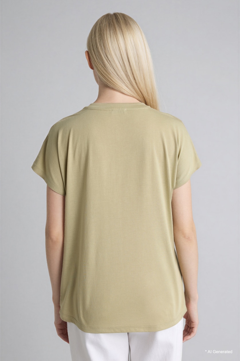 WOMAN Light Khaki Floral Crew Neck Short Sleeve T-Shirt