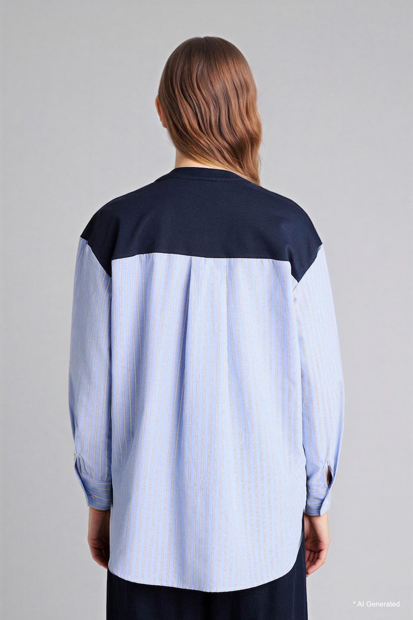 Women NAVY Regular Fit Crew Neck Sweatshirt Fabric Tunic