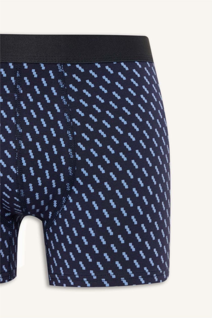 Erkek Lacivert Regular Fıt Çizgili 3'lü Boxer