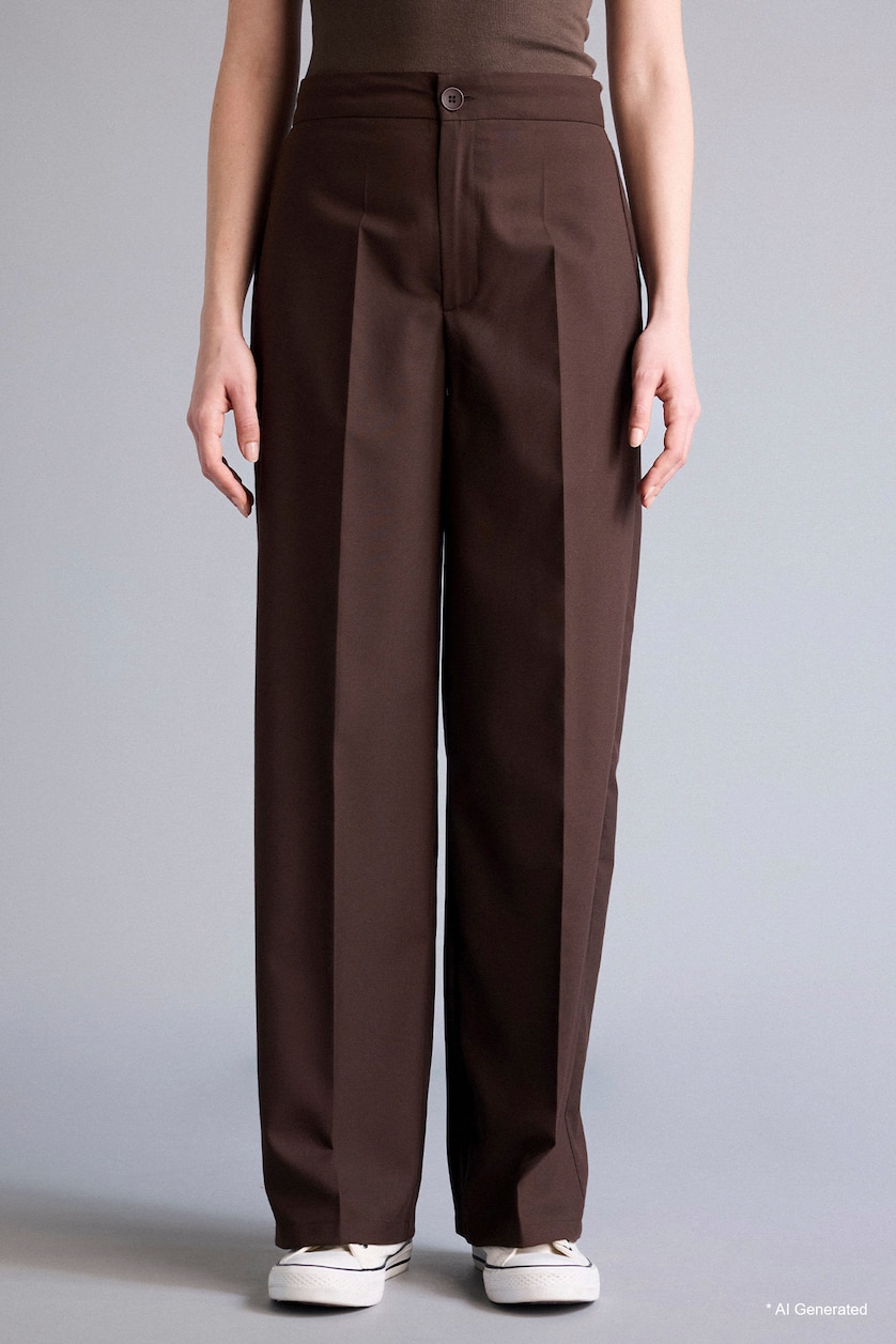 WOMAN Brown Wide Leg Double Pocket Trousers