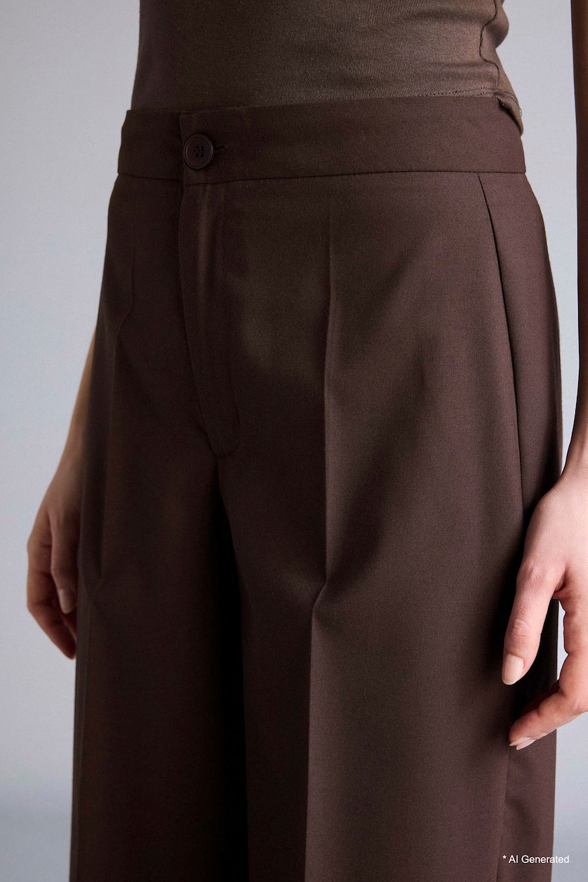 WOMAN Brown Wide Leg Double Pocket Trousers