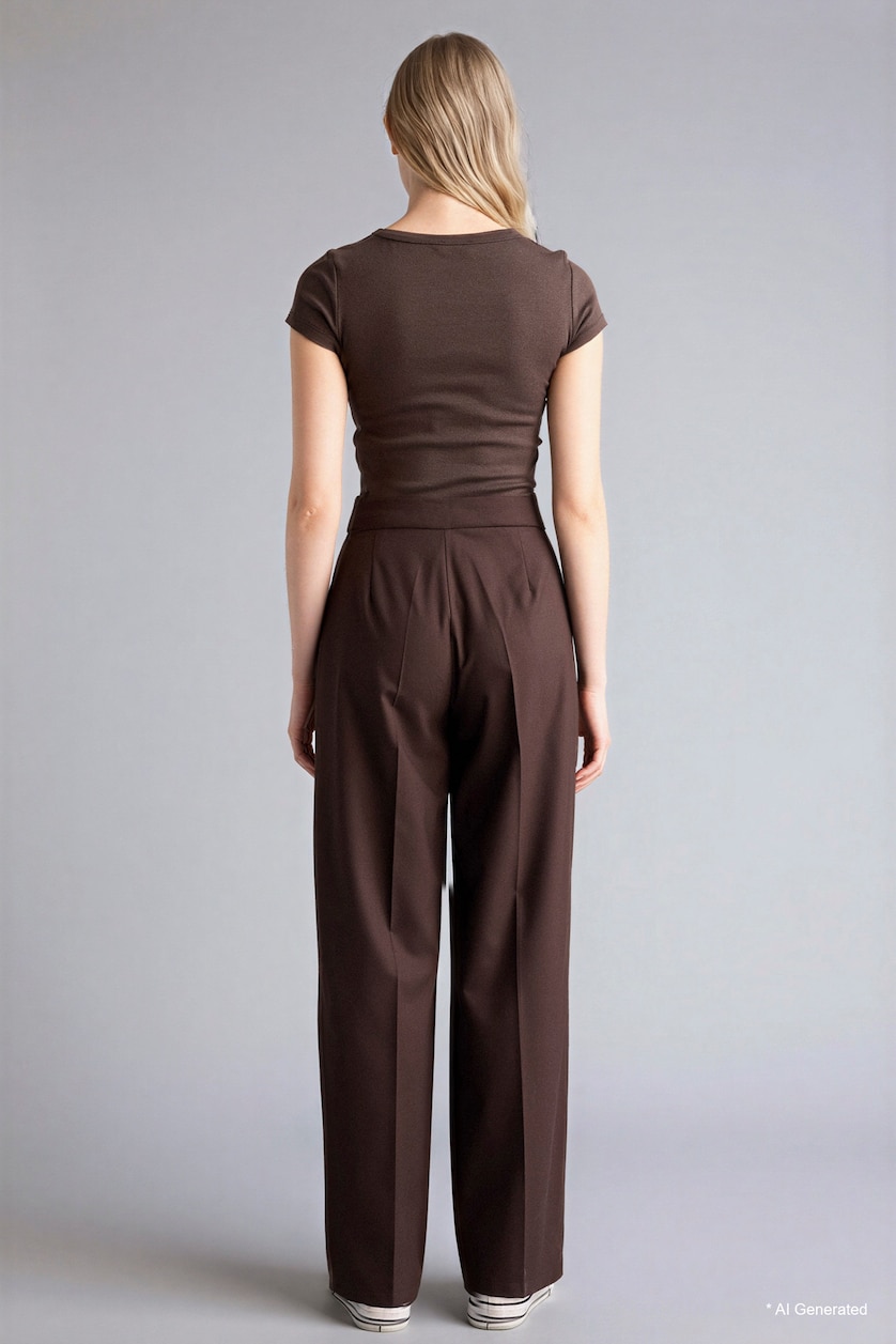 WOMAN Brown Wide Leg Double Pocket Trousers