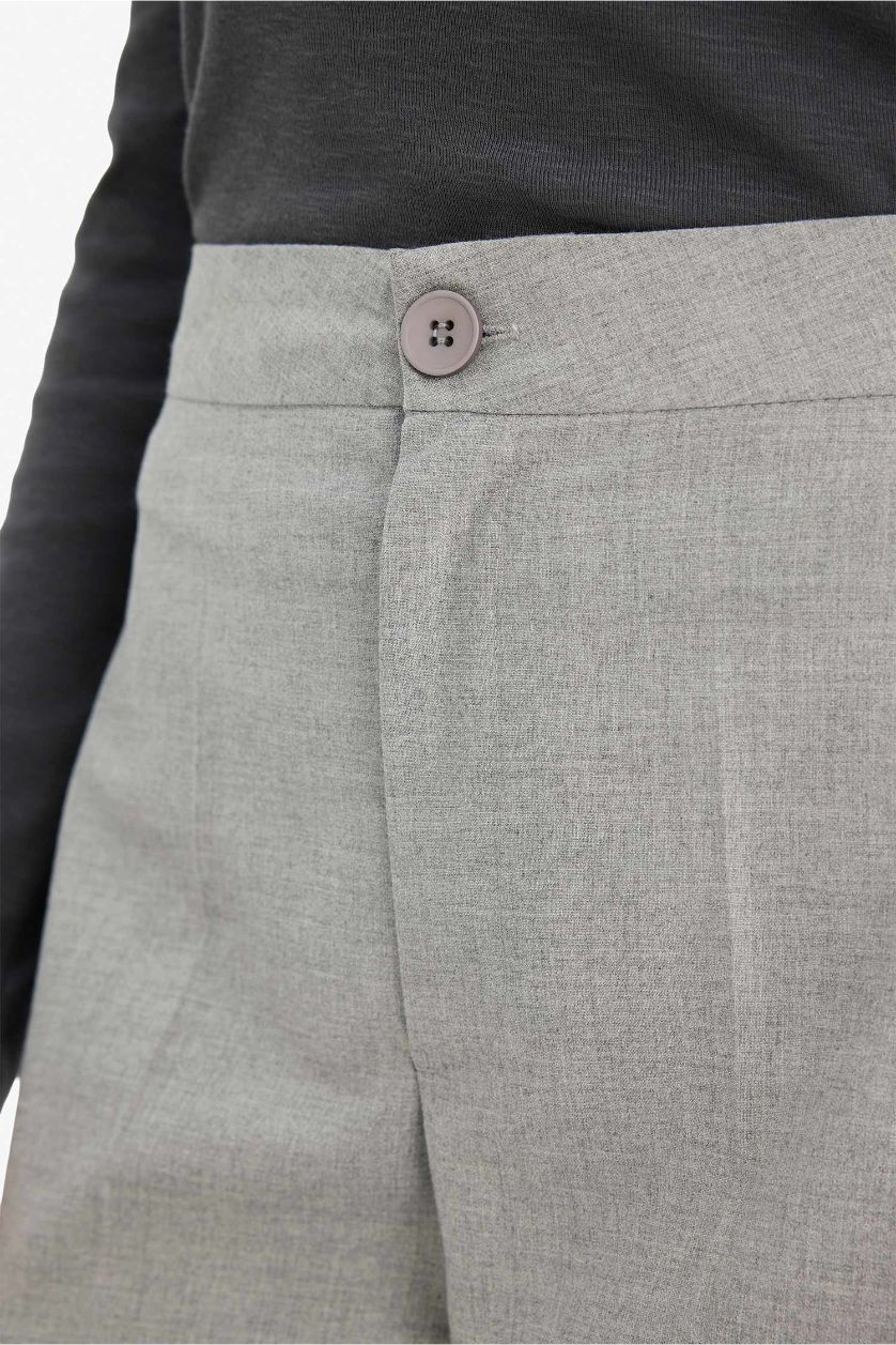 Woman Grey Wide Leg Double Pocket Trousers