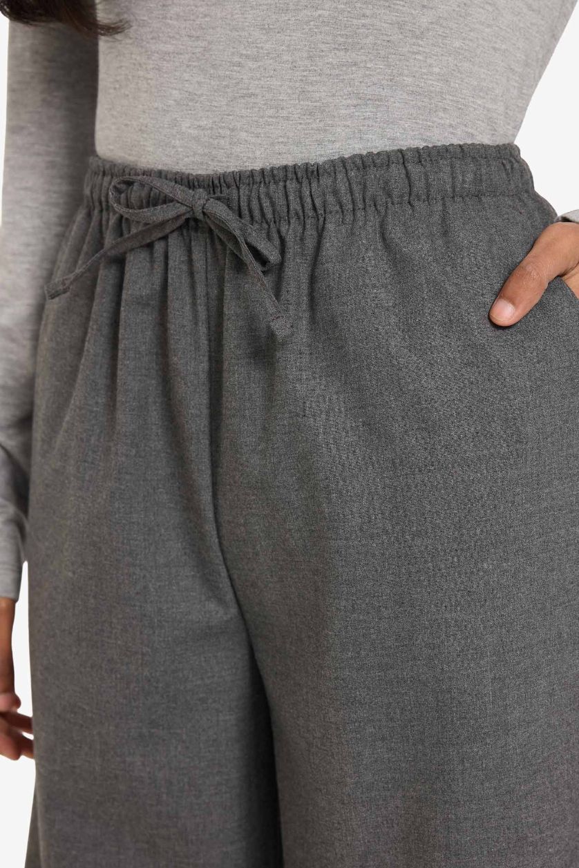 Woman Anthracite Straight Fit Normal Waist Standard Length Trousers