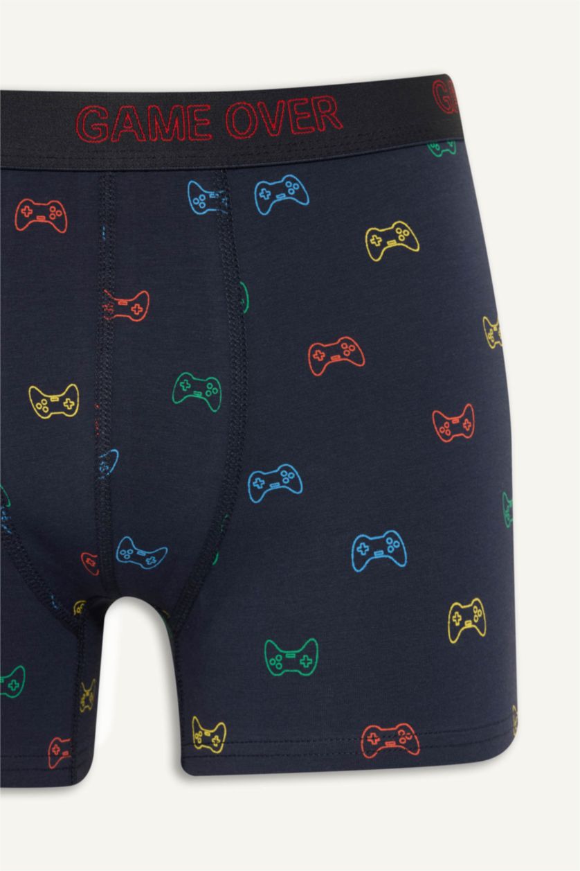 Erkek Lacivert Regular Fıt Desenli 3'lü Boxer