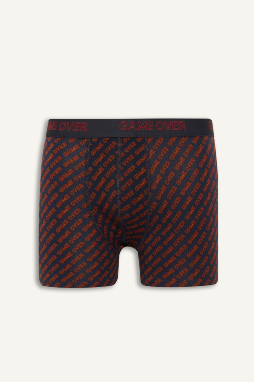 Erkek Lacivert Regular Fıt Desenli 3'lü Boxer