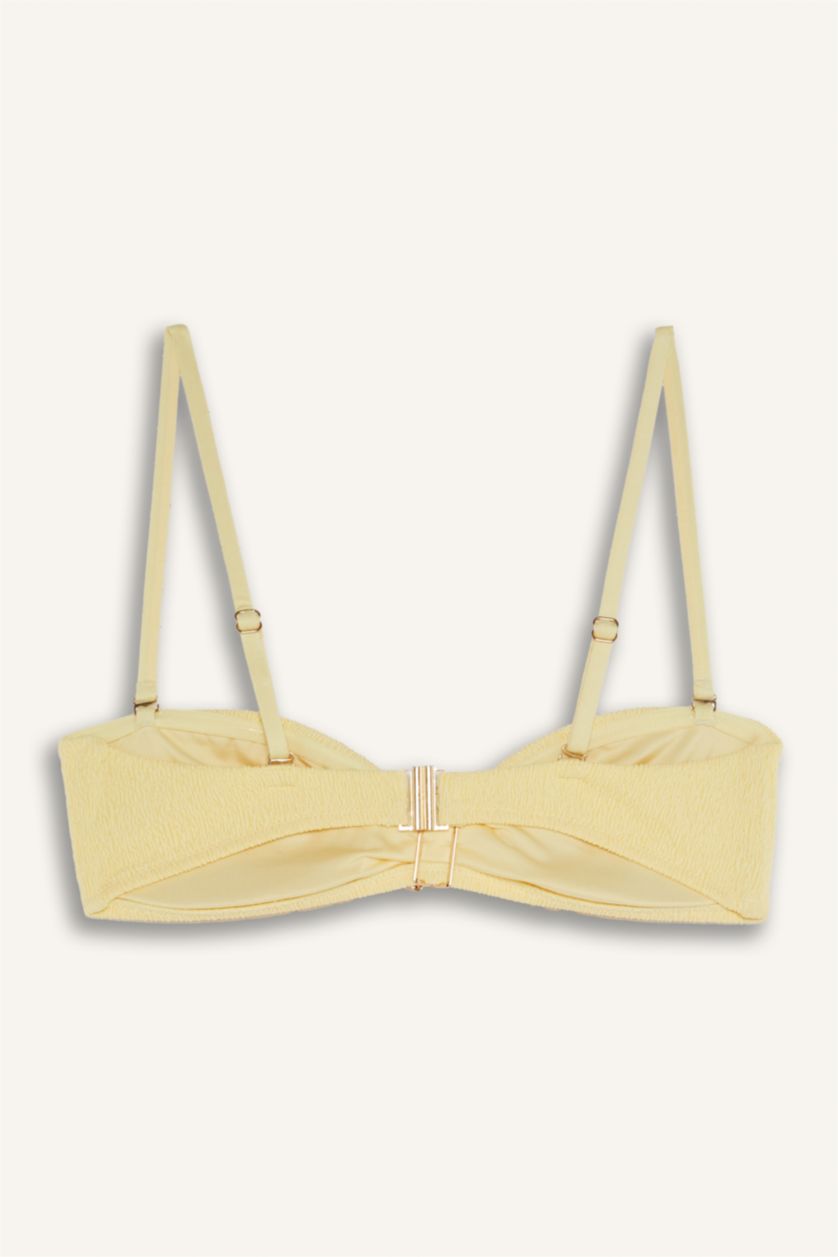 Women Yellow Regular Fit Crinkle Fabric Bikini Top