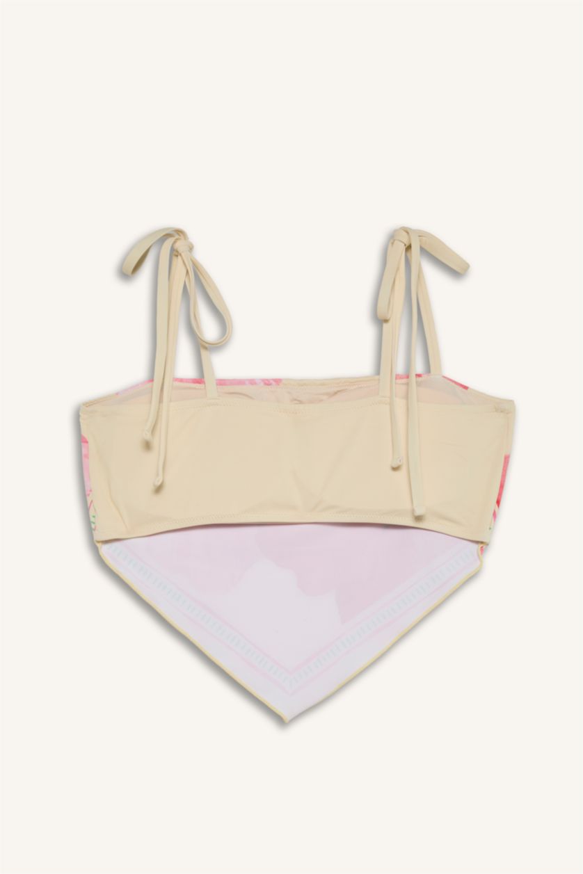 Kadın Sarı Afra x DeFacto Regular Fit Desenli Bikini Üstü