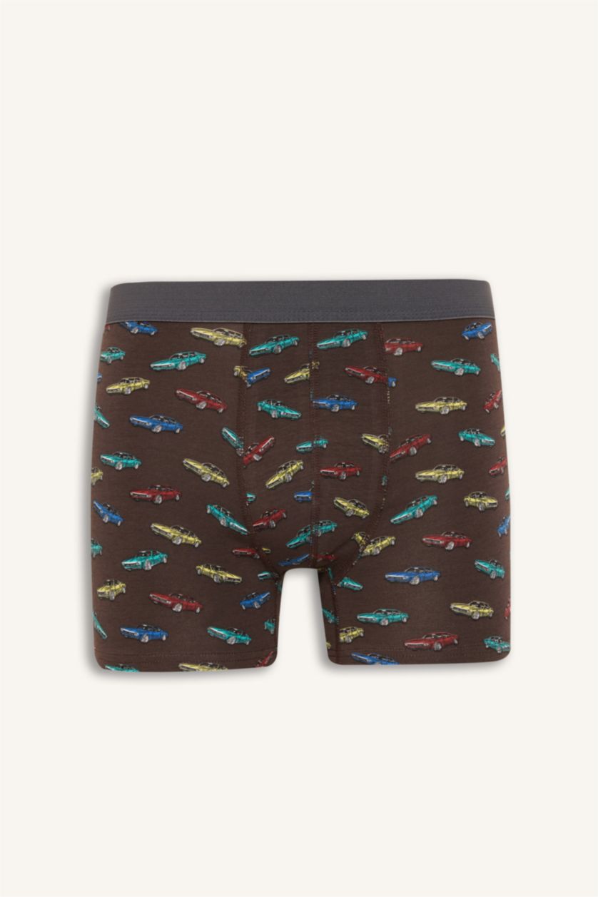 Erkek Lacivert Regular Fıt Baskılı 3'lü Boxer