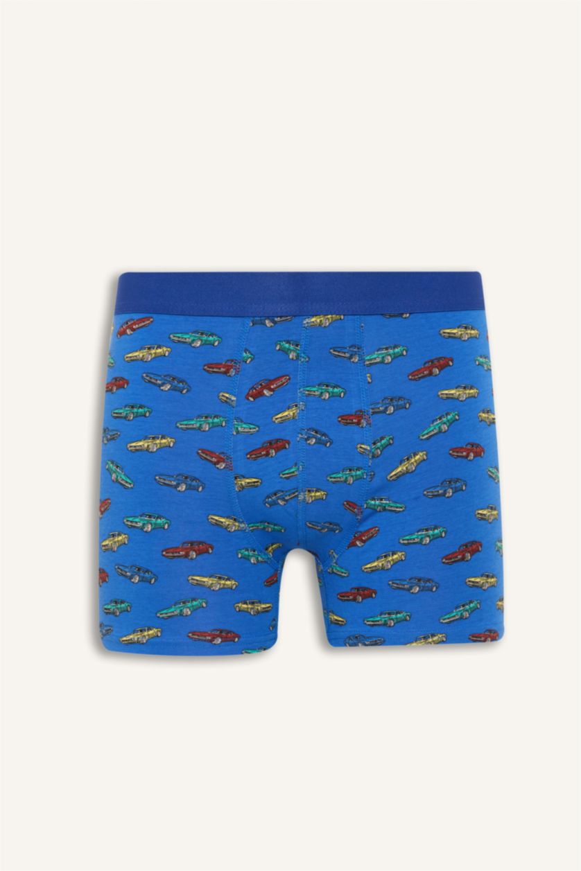 Erkek Lacivert Regular Fıt Baskılı 3'lü Boxer