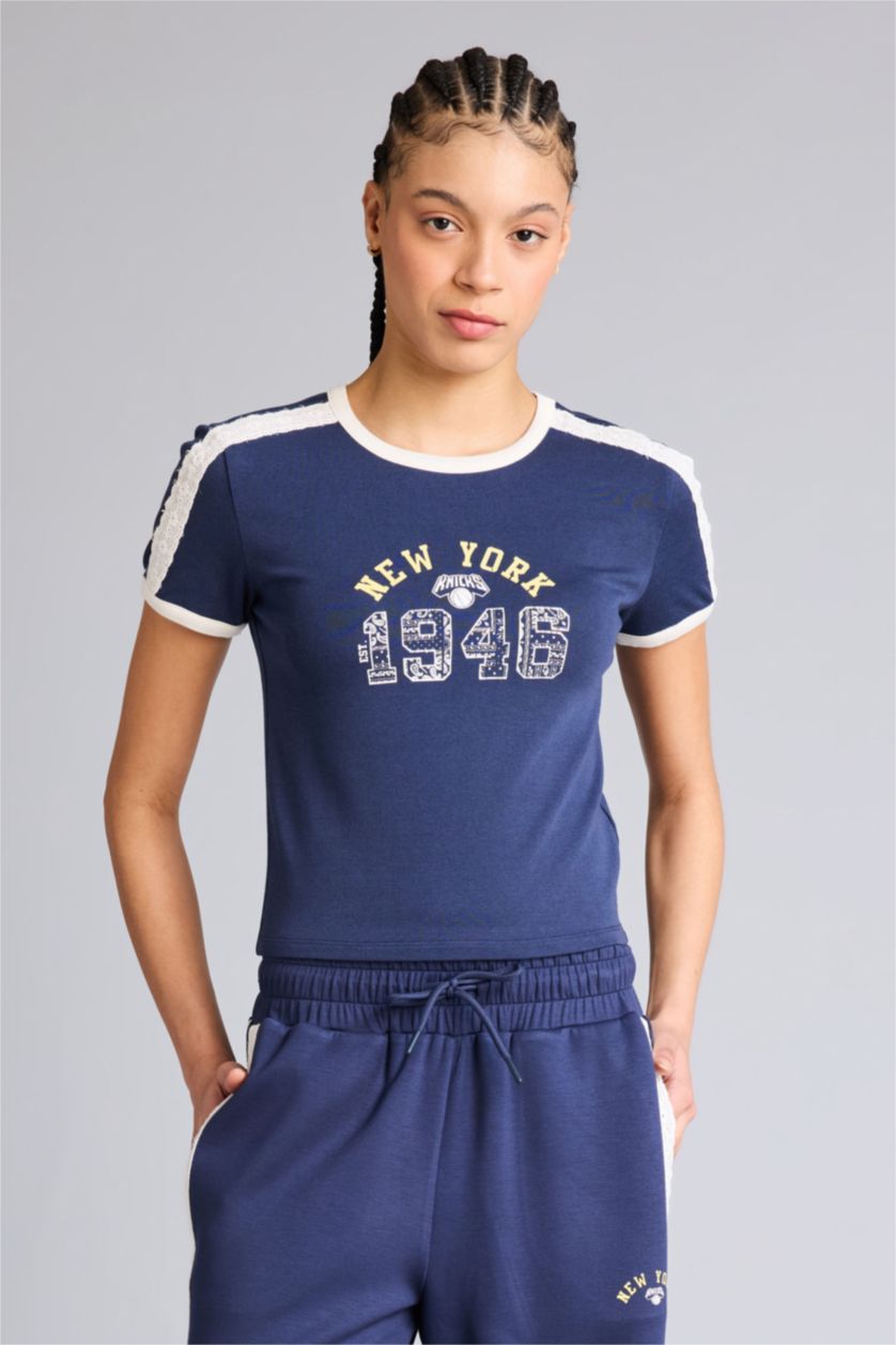 Әйелдерге индиго Airtech NBA New York Knicks Slim Fit спорттық модал футболка