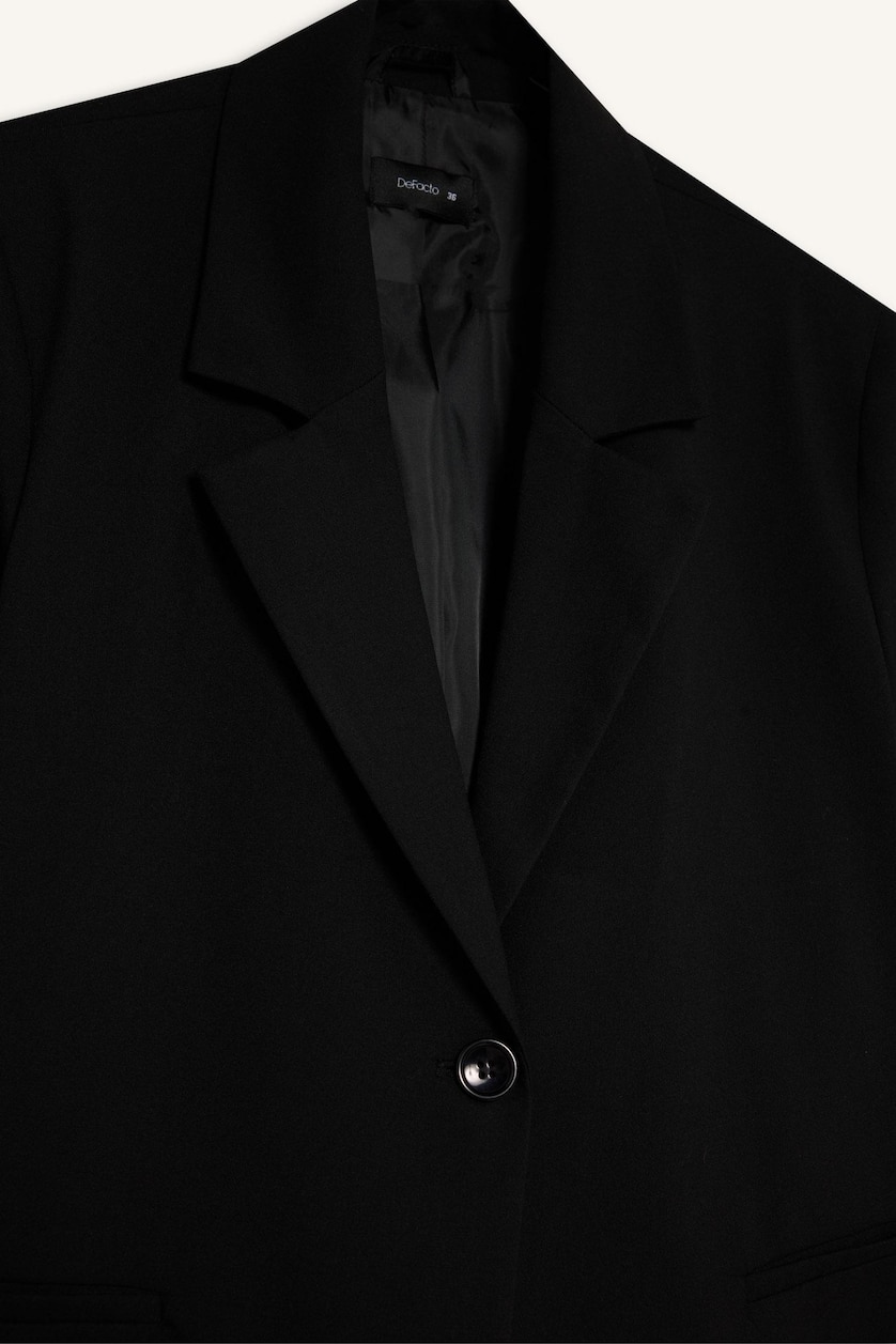Kadın Siyah Relaxed Fit Blazer Ceket