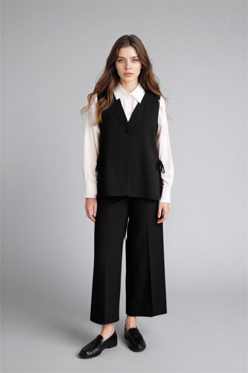 نساء أسود جيلي قصة مريحة برقبة V