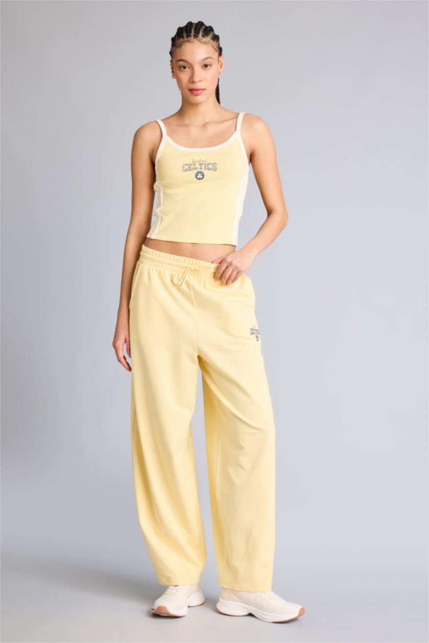 Женщины Светло-желтый Майка NBA Boston Celtics Fitted в рубчик