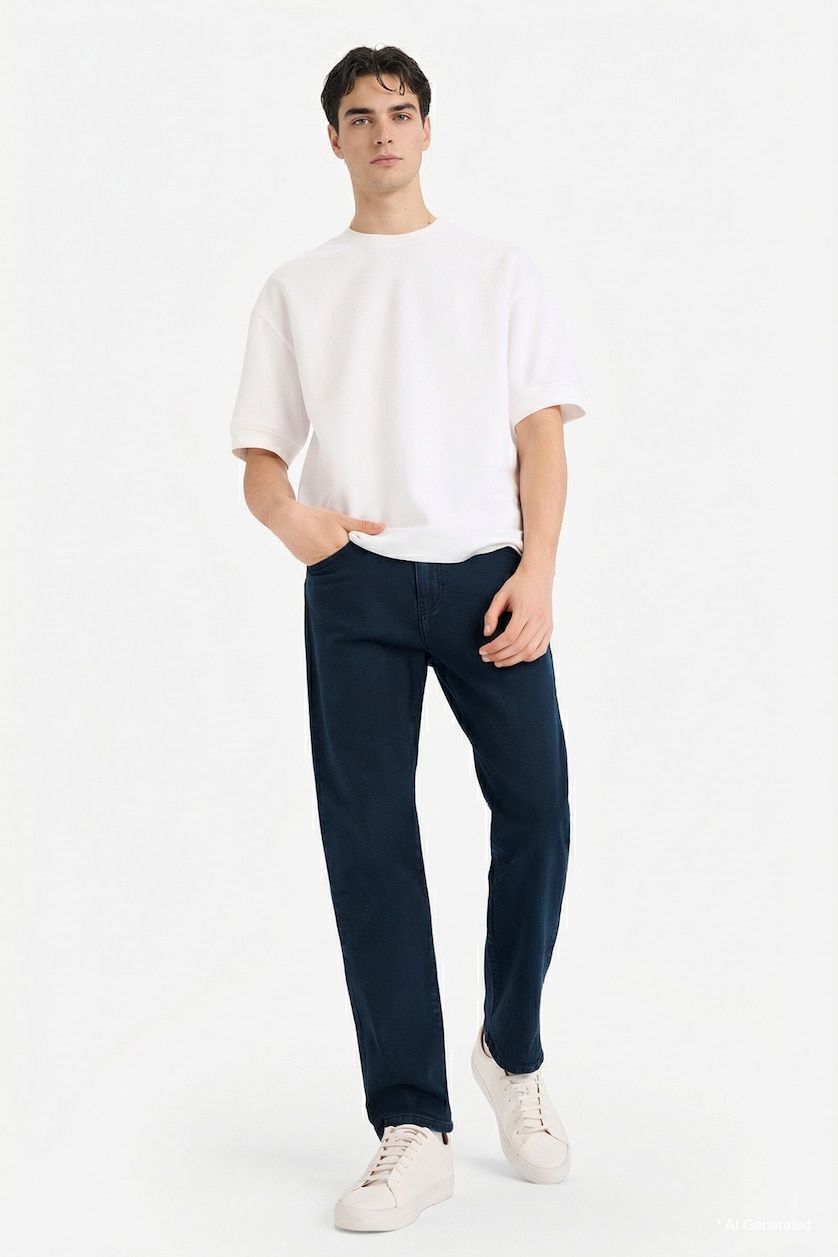 رجال أسود أزرق Tapered Fit Jeans