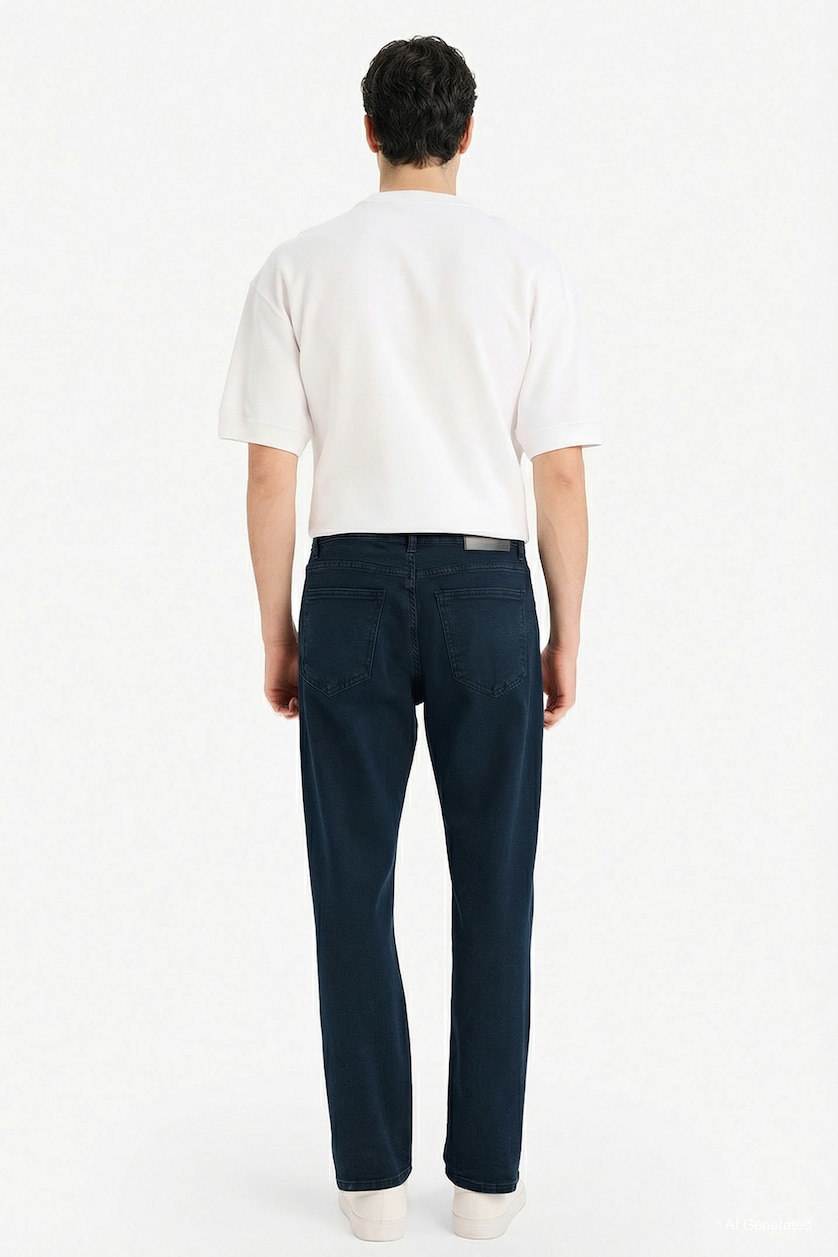 رجال أسود أزرق Tapered Fit Jeans
