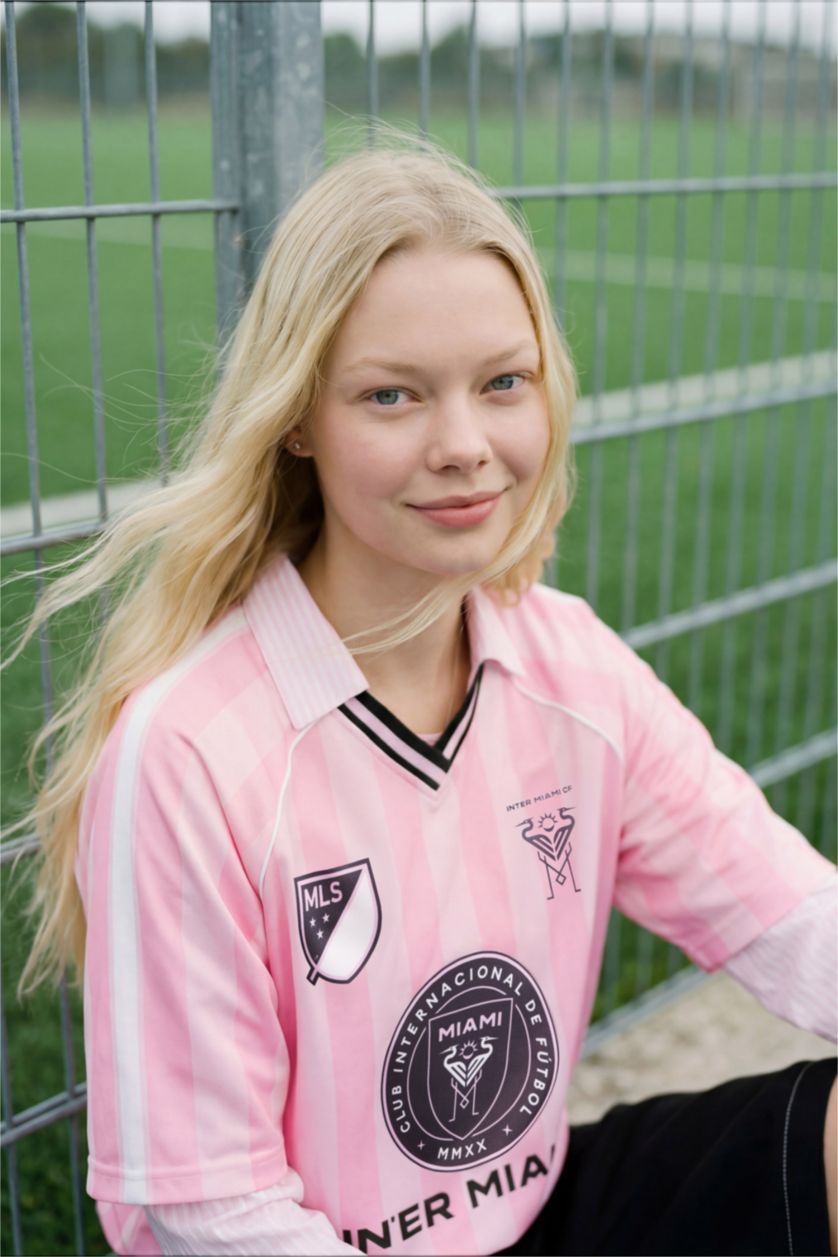 Kadın Açık Pembe MLS Oversıze V Yaka Tişört