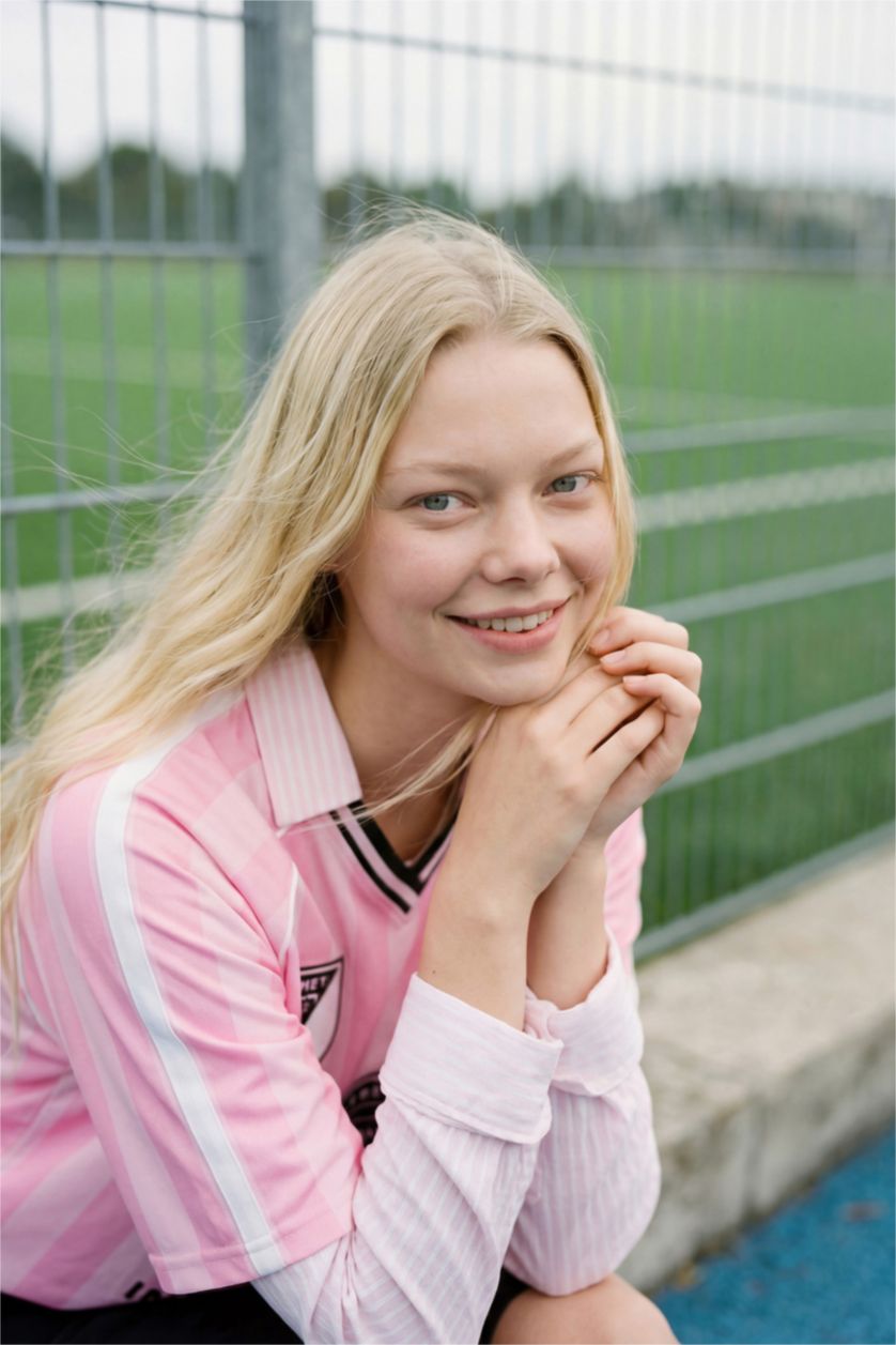 Kadın Açık Pembe MLS Oversıze V Yaka Tişört