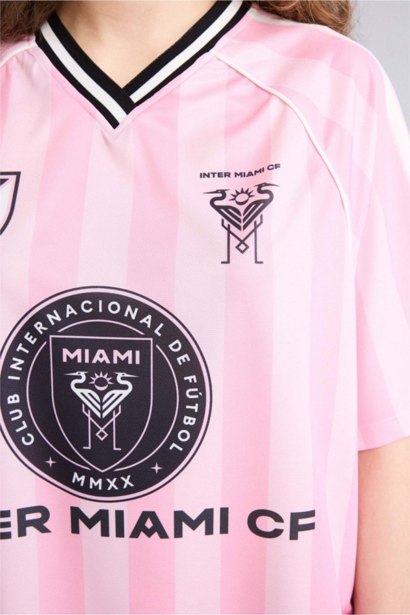 Kadın Açık Pembe MLS Oversıze V Yaka Tişört